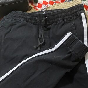 Hollister Black Joggers with White Stripe